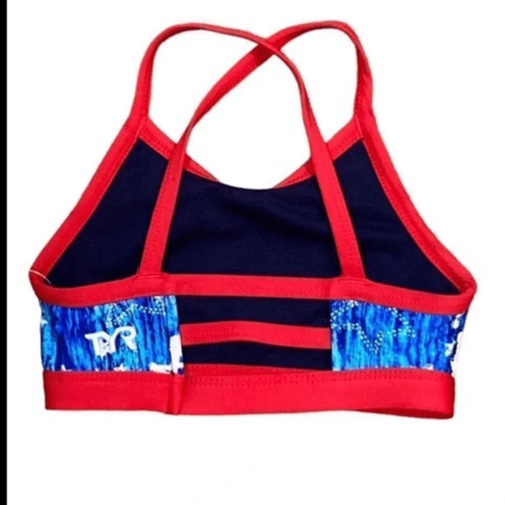 TYR Red and Blue Star Swim Top and Shorts, Size XS Girls‎